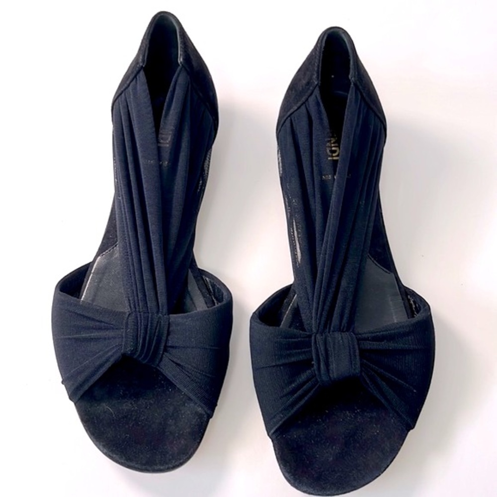 Fendi Fabric Knot Slip-On Flat Sandal, size 6